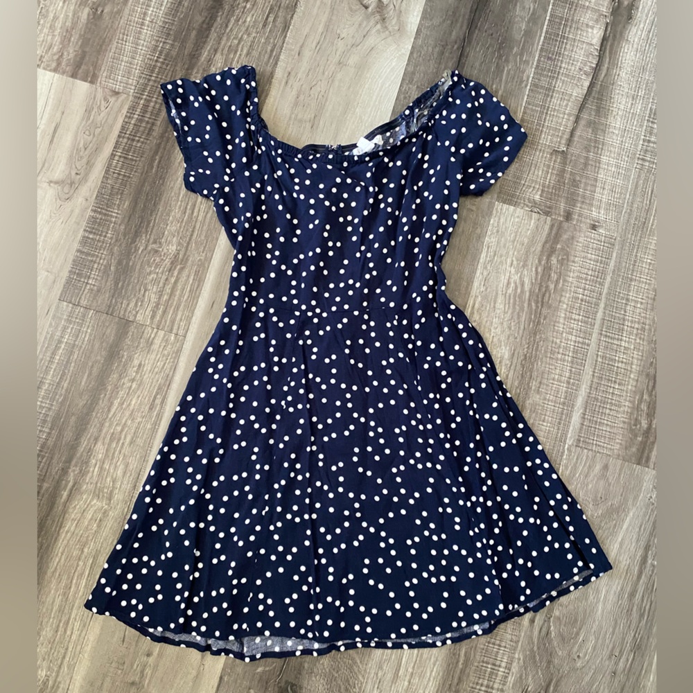 Socialite Blue White Polka Dot Mini Womens Dress Size Large